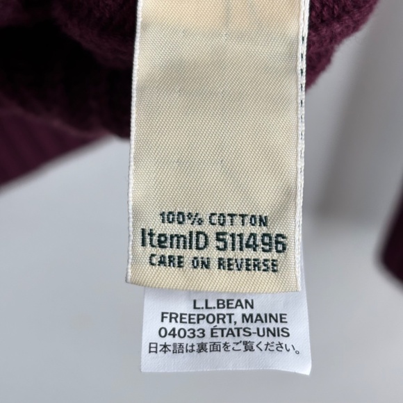 LL Bean Cable Knit Cardigan M Christmas Burgundy Preppy Granny Fisherman Cottage - Picture 5 of 9